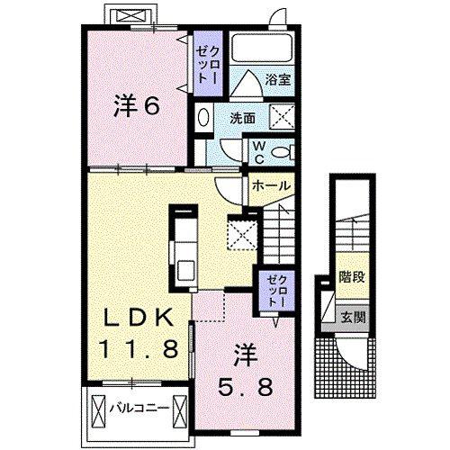 モンファミーユII(2LDK/2階)の間取り写真
