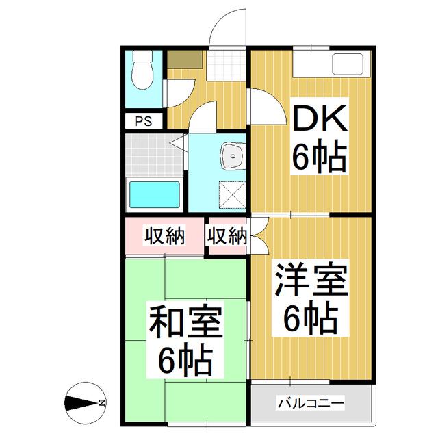 ラベンダーハウス(2DK/1階)の間取り写真