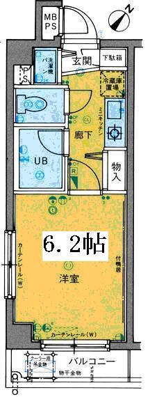 菱和パレス千歳烏山(1K/2階)の間取り写真