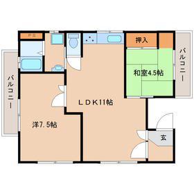 キュービック武庫之荘(2LDK/3階)の間取り写真