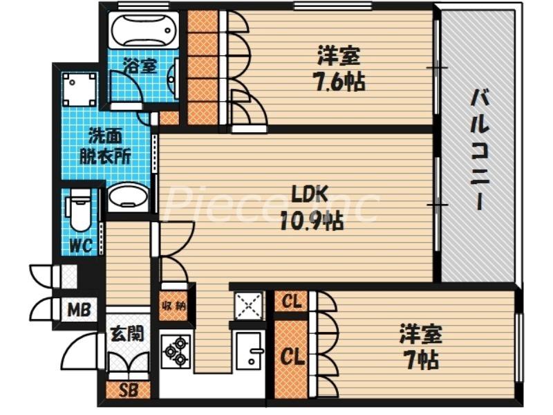リーガル 梅田Ⅱ(2LDK/11階)の間取り写真