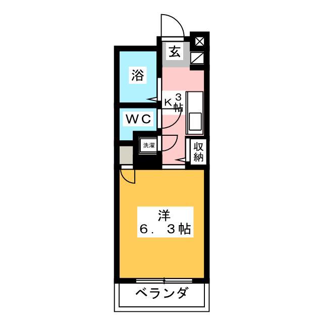 バージュアル横濱港北(1K/5階)の間取り写真