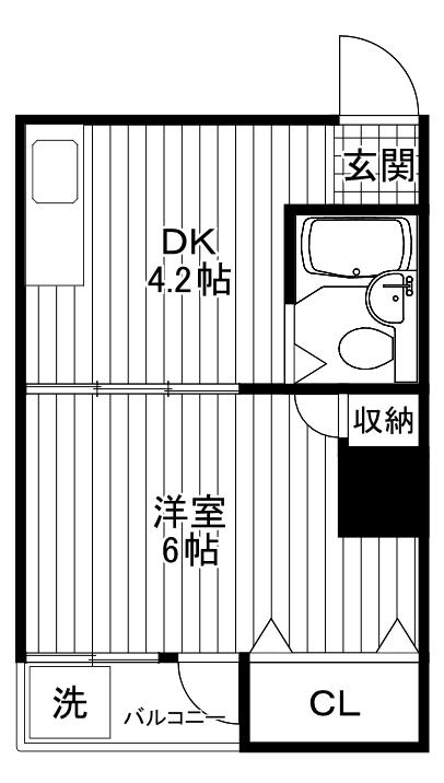みのわグレースマンション(1DK/3階)の間取り写真