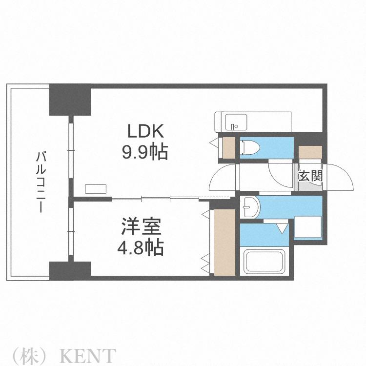 プライマル札幌桑園旧サムティ桑園レジデンス(1LDK/6階)の間取り写真