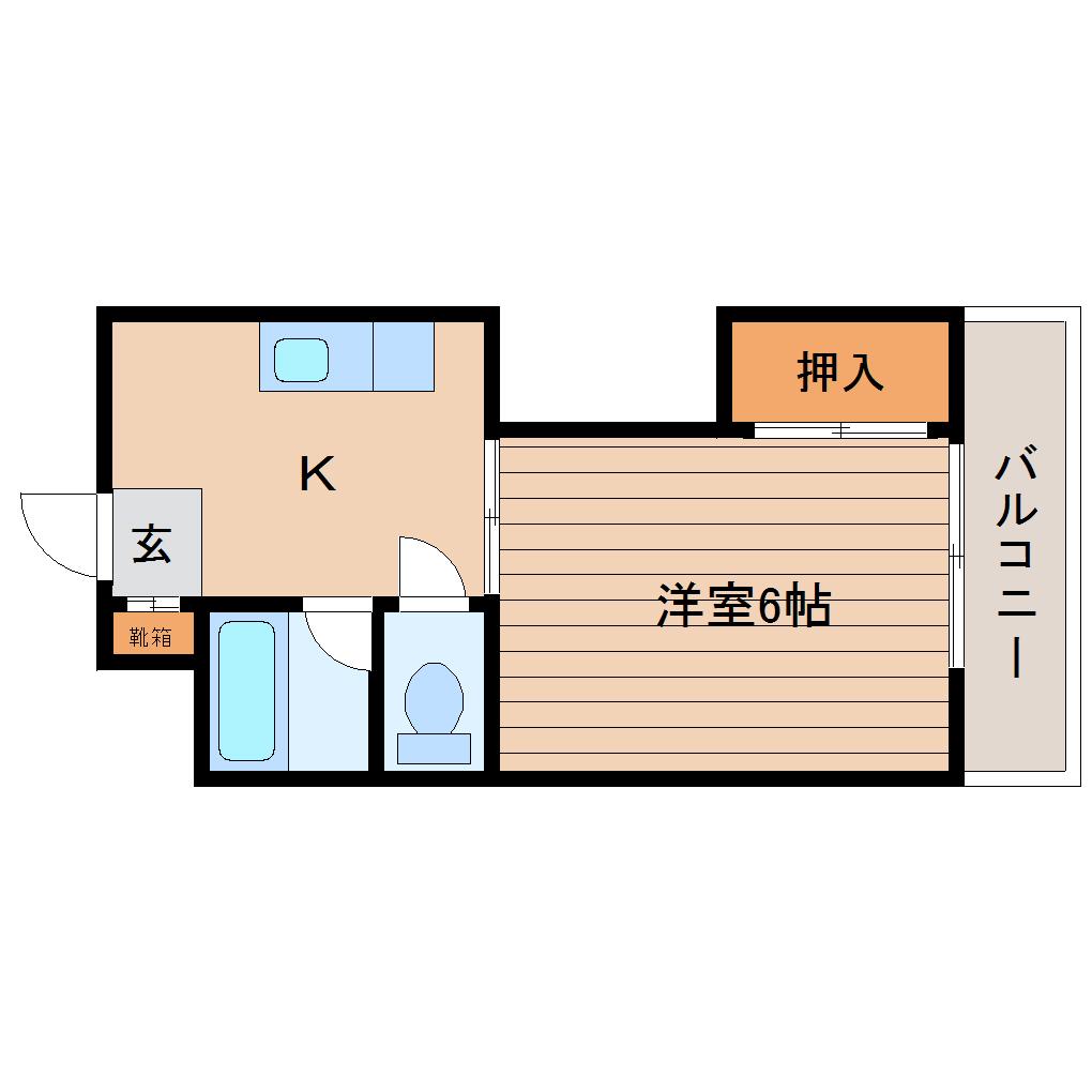 ハイネス愛幸(1K/2階)の間取り写真