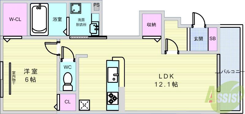 DUO T&Y(1LDK/1階)の間取り写真