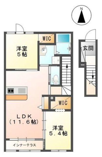 ヴァレッタII(2LDK/2階)の間取り写真
