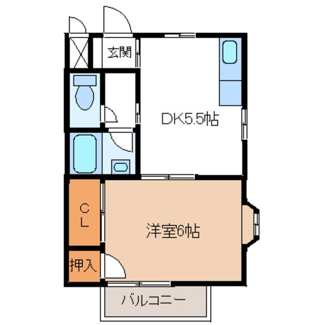 フォルトゥーナ(1DK/2階)の間取り写真