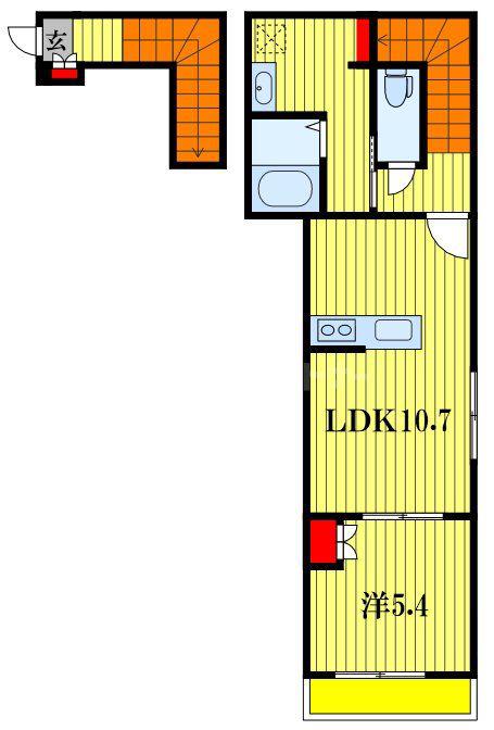 CHARMANT(1LDK/2階)の間取り写真