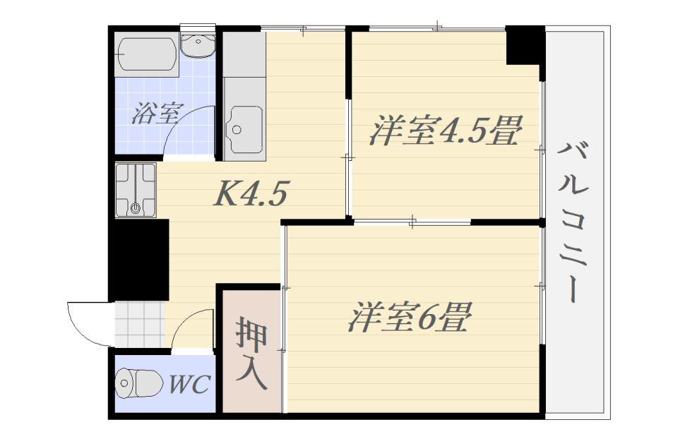 ルクール西千石(2K/3階)の間取り写真