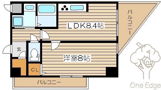 カスタリア新梅田(1LDK/5階)の間取り写真