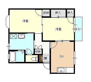 プランヴェール(2DK/1階)の間取り写真