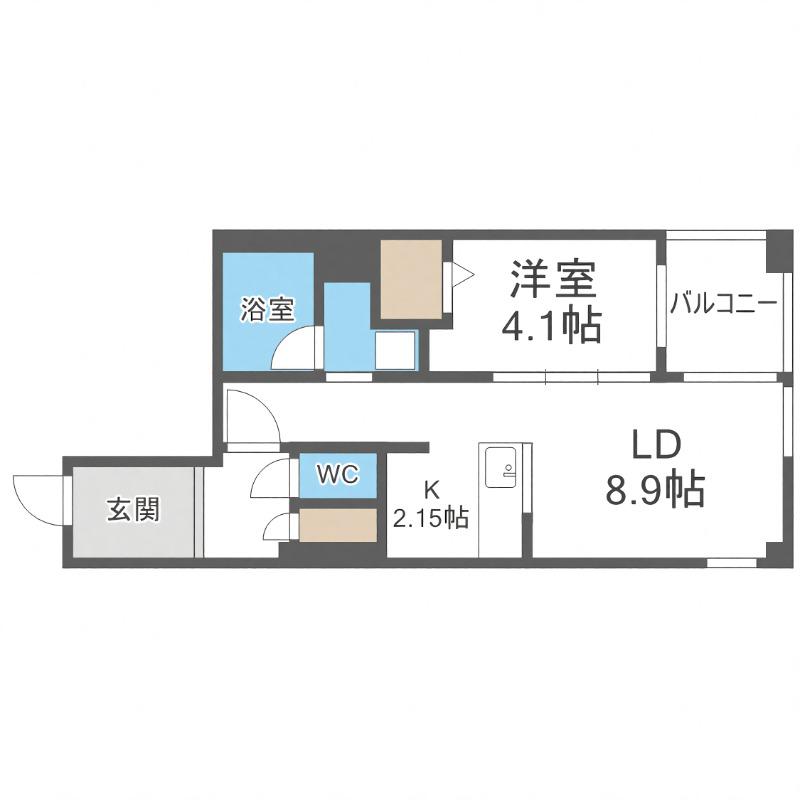 S-RESIDENCE近代美術館前(1LDK/6階)の間取り写真