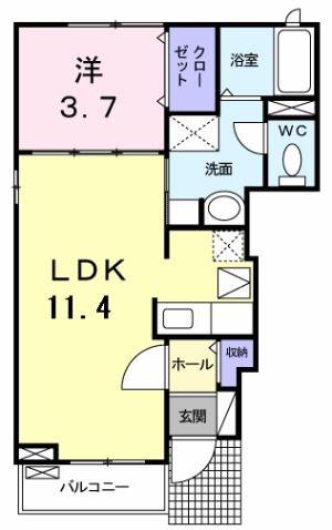カーサクラシコ(1LDK/1階)の間取り写真