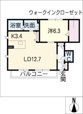 ユーステージ富士見台(1LDK/1階)の間取り写真