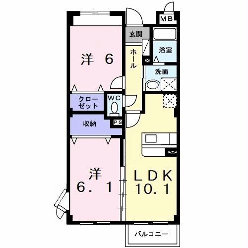 サニースクエア(2LDK/3階)の間取り写真