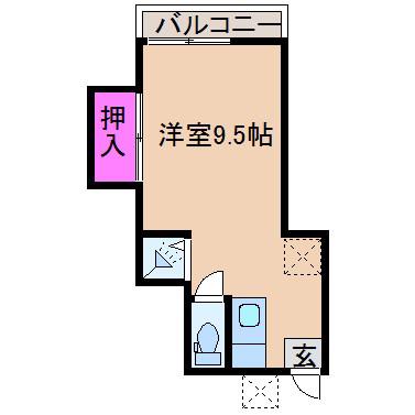 増井荘(1K/2階)の間取り写真