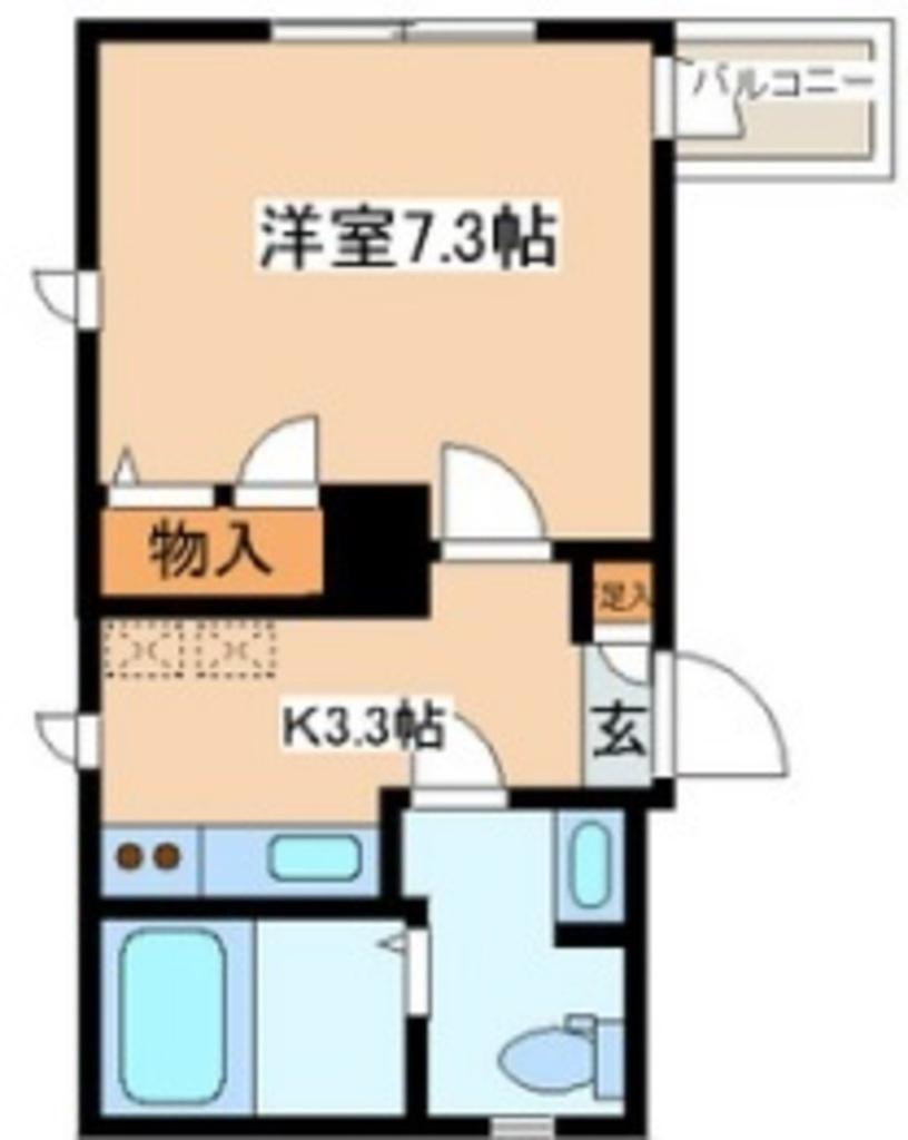 ブリリアント市ヶ谷(1K/2階)の間取り写真