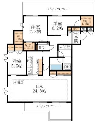 ルマセラ(3LDK/4階)の間取り写真