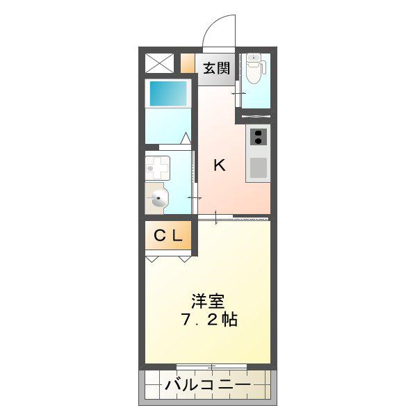 DEAR COURT (1K/2階)の間取り写真