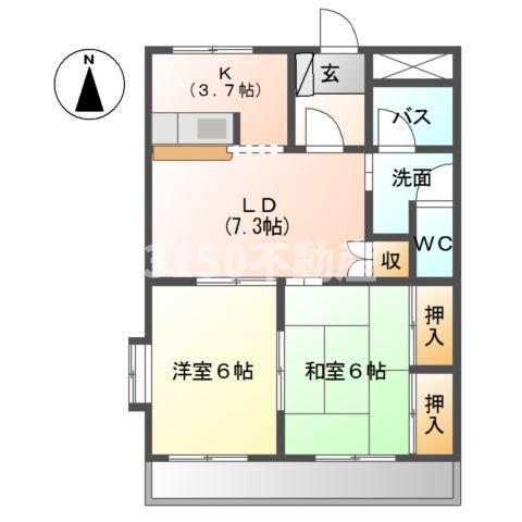 サンティアラ B(2LDK/1階)の間取り写真