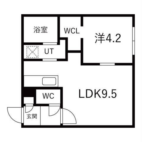 BELL COURT発寒南(1LDK/4階)の間取り写真
