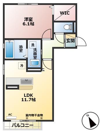 MAISON・DE・CHANCE(1LDK/1階)の間取り写真