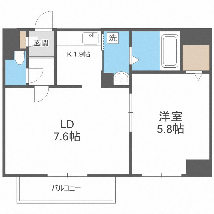 LEVANTE元町(1LDK/8階)の間取り写真