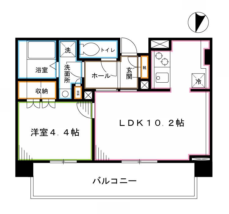 リージア新宿ウエスト(1LDK/2階)の間取り写真