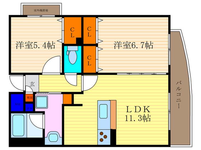 GRAND RESIDENCE(2LDK/3階)の間取り写真