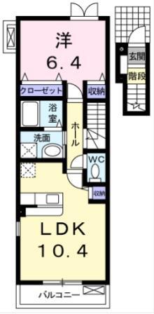 グランブルII(1LDK/2階)の間取り写真