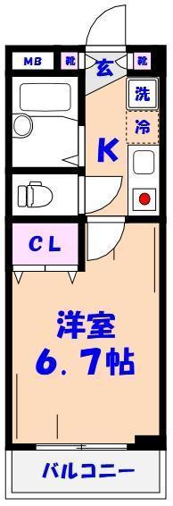グレイスさつき(1K/3階)の間取り写真