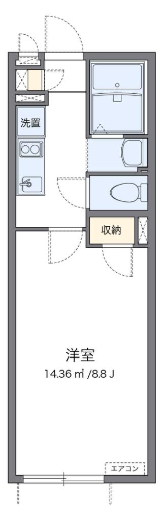 クレイノリライ(1K/2階)の間取り写真