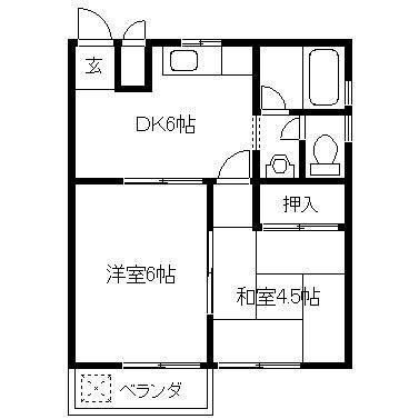 加福ハイツIII(2DK/3階)の間取り写真