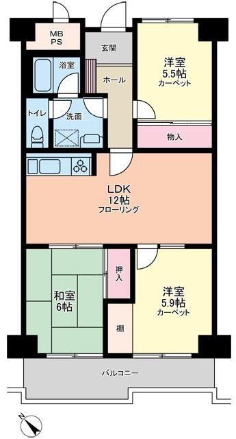 朝日巣鴨マンション(3LDK/11階)の間取り写真