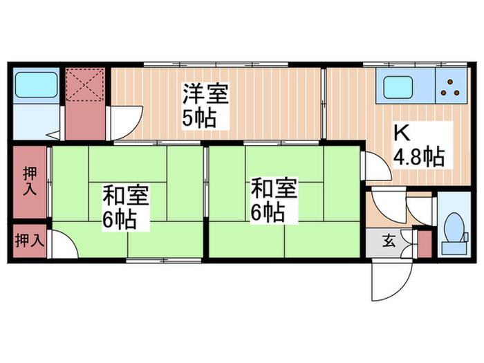 鹿籠コーポラス(3K/2階)の間取り写真