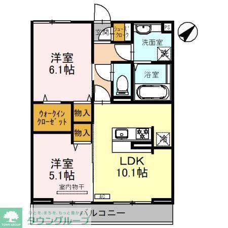 グランベール(2LDK/2階)の間取り写真
