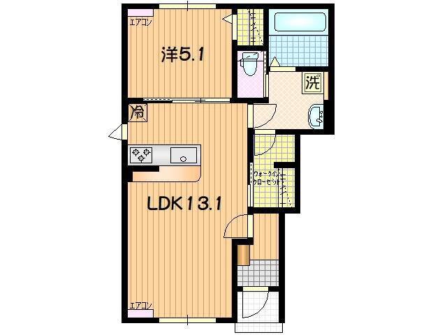 PARK TOWN津志田東(1LDK/1階)の間取り写真