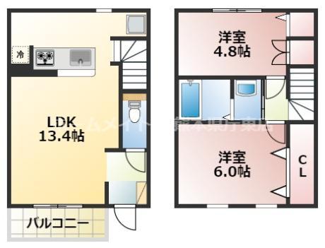 AMITIE DAHLIA(2LDK/1階)の間取り写真