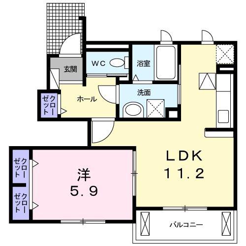 サン・ボヌールC(1LDK/1階)の間取り写真