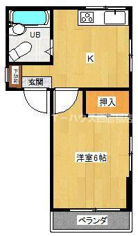 本中山ビル(1DK/2階)の間取り写真