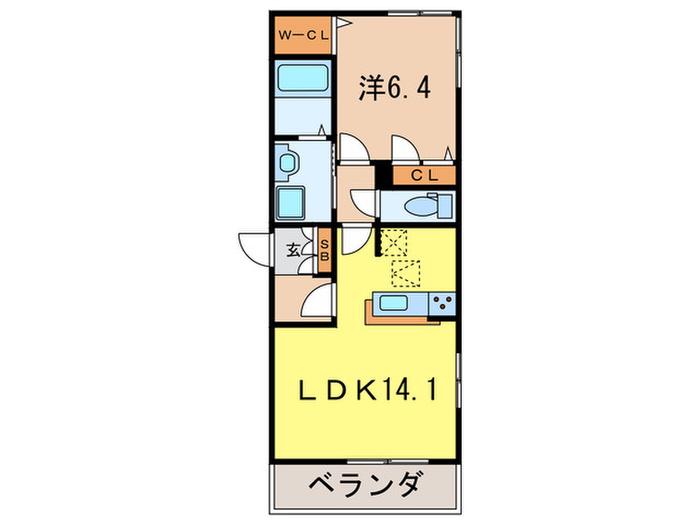 NAMI-NU 夙川 A(1LDK/2階)の間取り写真
