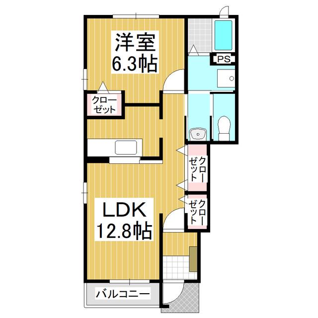 フット・パレス C(1LDK/1階)の間取り写真