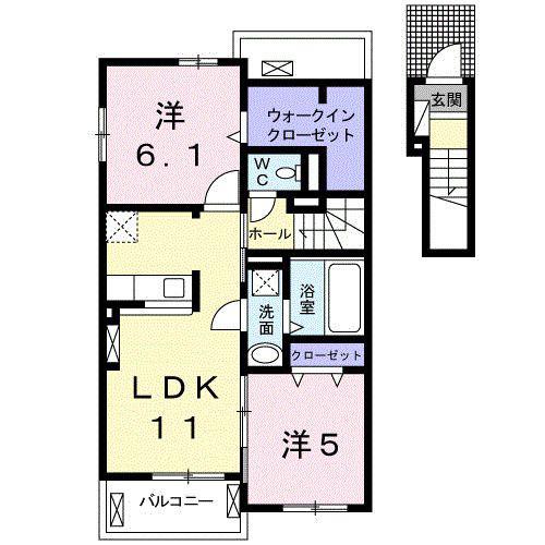 ビーチサイド リサホエA(2LDK/2階)の間取り写真