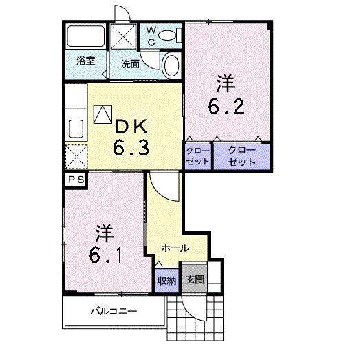 ソール・オリエンス A(2DK/1階)の間取り写真