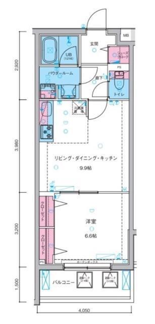 ジェノヴィア亀戸水神スカイガーデン(1LDK/3階)の間取り写真