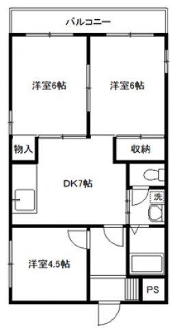 ラフォーレ飯倉(3DK/1階)の間取り写真