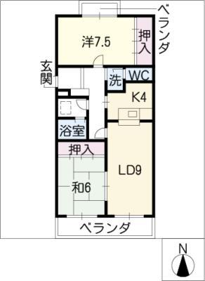 パラドールHARA(2LDK/2階)の間取り写真
