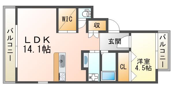 BRONTE NISHI NANIWA(1LDK/2階)の間取り写真