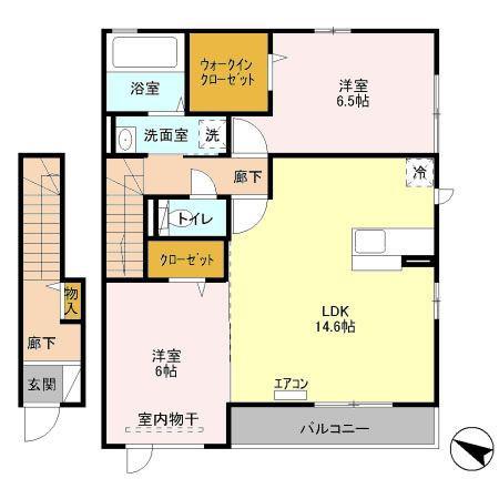 ステラA(2LDK/2階)の間取り写真